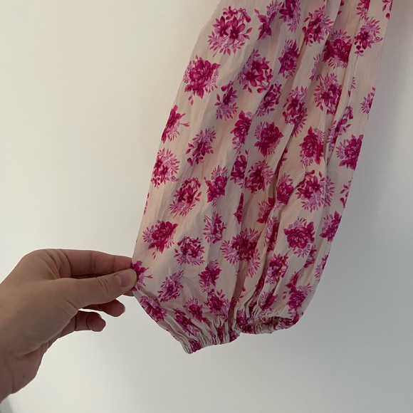 Zara Pink Floral off the shoulder long puff sleeve top, Size Small - Picture 3 of 7
